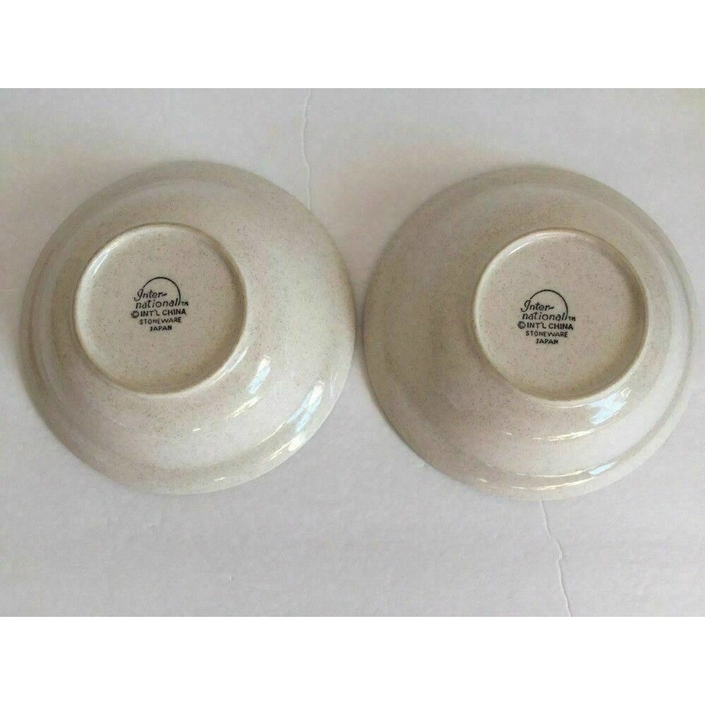 Set 2 International Stoneware Japan Cereal Soup Bowl Geese Lamb Bird Blue Rim - Picture 10 of 11